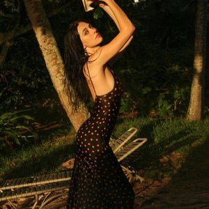 silk polkadot slip dress